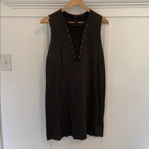 Dark green v-neck strap up